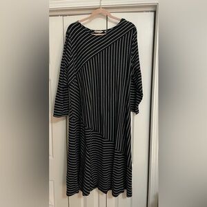 Soft Surroundings Striped Asymmetrical Dress in Black and White